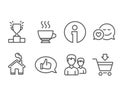 Winner podium, Feedback and Couple icons. Dating, Espresso and Online market signs.