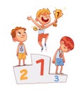 Winner podium. Gold medal, silver and bronze Royalty Free Stock Photo