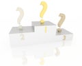 Winner podium with question marks Royalty Free Stock Photo
