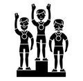 Winner podium sport team - first place - olympics icon, vector illustration, black sign on isolated background