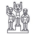 Winner podium, sport team,first place,olympics vector line icon, sign, illustration on background, editable strokes