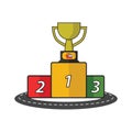 winner podium with trophy. Vector illustration decorative design Royalty Free Stock Photo