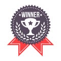 Winner Prize Badge With Trophy Icon