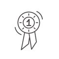 Winner rosette for horse riding dressage or jumping competition. Simple minimal outline ribbon icon. Award medal in flat Royalty Free Stock Photo