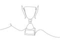 Winner s cup one line art. Continuous line drawing of sport, referee, award, distinction, victory, trophy, first