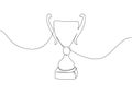 Winner s cup one line art. Continuous line drawing of sport, referee, award, distinction, victory, trophy, championship