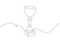 Winner s goblet one line art. Continuous line drawing of sport, award, distinction, victory, trophy, first, chalice