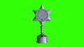 Winner Silver Cup Trophy on Green Screen Background. 3d illustration Royalty Free Stock Photo