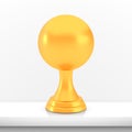 Winner sphere cup award, golden trophy logo isolated on white shelf table background Royalty Free Stock Photo