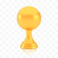 Winner sphere cup award, golden trophy logo isolated on white transparent background Royalty Free Stock Photo