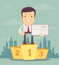 Winner standing in first place on a podium Royalty Free Stock Photo