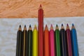 Leadership or competition metaphor with colorful pencils Royalty Free Stock Photo