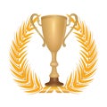 Winner symbol with golden laurel garland.