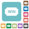 Winner ticket rounded square flat icons Royalty Free Stock Photo