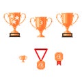 Winner trophy award. Bronze goblet and medal pixel art icon. Bronze cup for third place. 8-bit style. Royalty Free Stock Photo