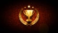 Trophy Award Cup Laurel Wreath Gold On Brown Shiny Waves Grainy Texture Royalty Free Stock Photo