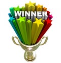 Winner Trophy - Burst of Stars Fireworks Royalty Free Stock Photo