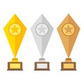 Winner trophy gold cups flat vector icons for sports victory con Royalty Free Stock Photo