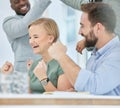 Winner, wow and motivation with a business team cheering in celebration of success together at the office. Goal, target Royalty Free Stock Photo