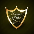 Winner of the year golden shiny label badge vector