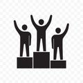 Winners business people on pedestal vector icon