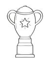 Winners cup icon vector in doodle style. Awards, trophy cups, stars. Winner prize, champion. First place icon. Champion Royalty Free Stock Photo
