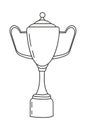 Winners cup icon vector in doodle style. First place icon. Champion cup in doodle style. Awards, trophy cups, stars. Royalty Free Stock Photo
