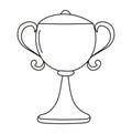 Winners cup icon vector in doodle style. First place icon. Champion cup in doodle style. Awards, trophy cups, stars