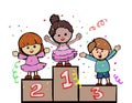 Winners kids podium vector stock image