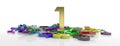 Winners podium concept. One, two, three figures on colorful numbers heap, on white background, banner. 3d illustration