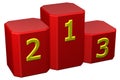 Winners podium with numerals. 3D rendering. Royalty Free Stock Photo