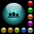 Winners podium with outside numbers icons in color illuminated glass buttons