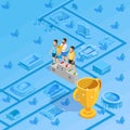 Winners Podium Stadium Background Isometric Poster Royalty Free Stock Photo