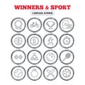 Winners and sport icon. Winner cup, medal award. Royalty Free Stock Photo