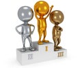 Winners on sports podium on white Royalty Free Stock Photo