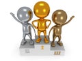 Winners on sports podium on white Royalty Free Stock Photo