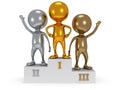 Winners on sports podium on white Royalty Free Stock Photo