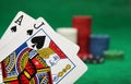 A winning blackjack hand Royalty Free Stock Photo