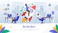 Winning Business Competition Flat Vector Poster