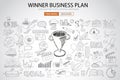 Winning Business Plan Concept with Doodle design style Royalty Free Stock Photo