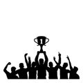 Champion Trophy Peoples celebrate silhouette Royalty Free Stock Photo