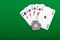 Winning combination in a poker Royal Flush Royalty Free Stock Photo