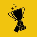 Winning cup in hand icon Royalty Free Stock Photo