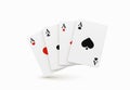 Winning hand four ace Realistic design. Playing poker. Set of four of a kind aces playing cards. Combination in poker consisting