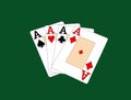 Winning poker of four aces playing cards suits Royalty Free Stock Photo