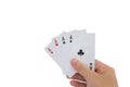 A winning poker hand of four aces Royalty Free Stock Photo