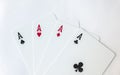 Winning Poker Hand of Four Aces Gamble Playing Cards Suit on White