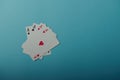 A winning poker hand of four aces playing cards Royalty Free Stock Photo