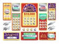 Winning scratching lottery vector tickets Royalty Free Stock Photo