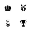 Winning - a set of black four solid icons isolated on a white background